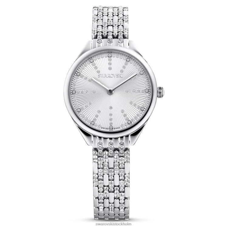Swarovski locka klocka P28L1224 Tillbehör schweizisk tillverkad, pave, metallarmband, silverton, rostfritt stål