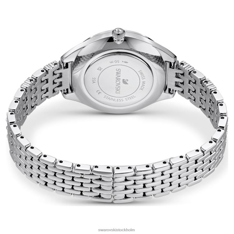 Swarovski locka klocka P28L1224 Tillbehör schweizisk tillverkad, pave, metallarmband, silverton, rostfritt stål