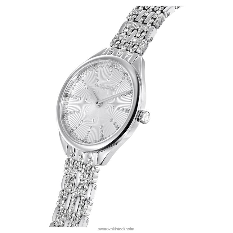 Swarovski locka klocka P28L1224 Tillbehör schweizisk tillverkad, pave, metallarmband, silverton, rostfritt stål