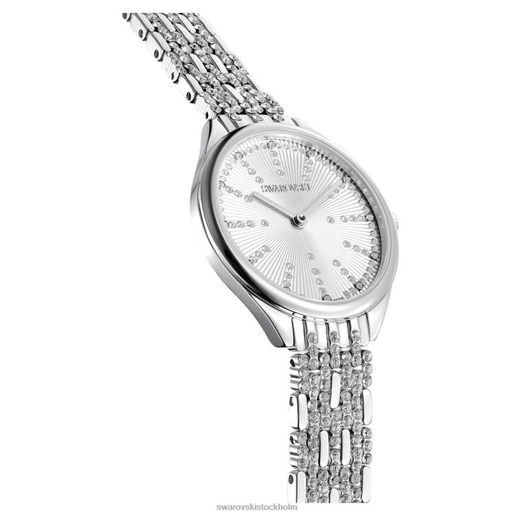 Swarovski locka klocka P28L1224 Tillbehör schweizisk tillverkad, pave, metallarmband, silverton, rostfritt stål