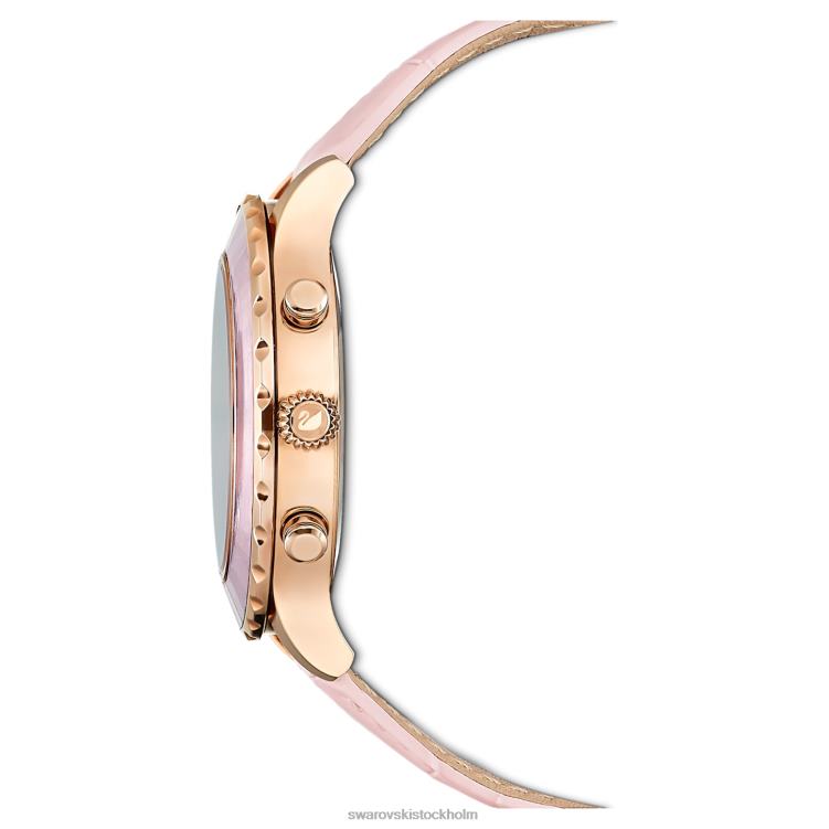 Swarovski octea lux chrono klocka P28L1191 Tillbehör schweizisk tillverkad, läderrem, rosa, roséguldfärgad finish