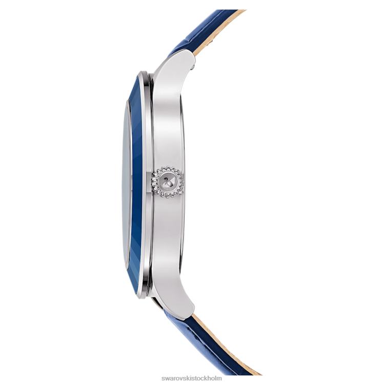 Swarovski octea lux klocka P28L1248 Tillbehör schweizisk tillverkad, moon, läderrem, blå, rostfritt stål
