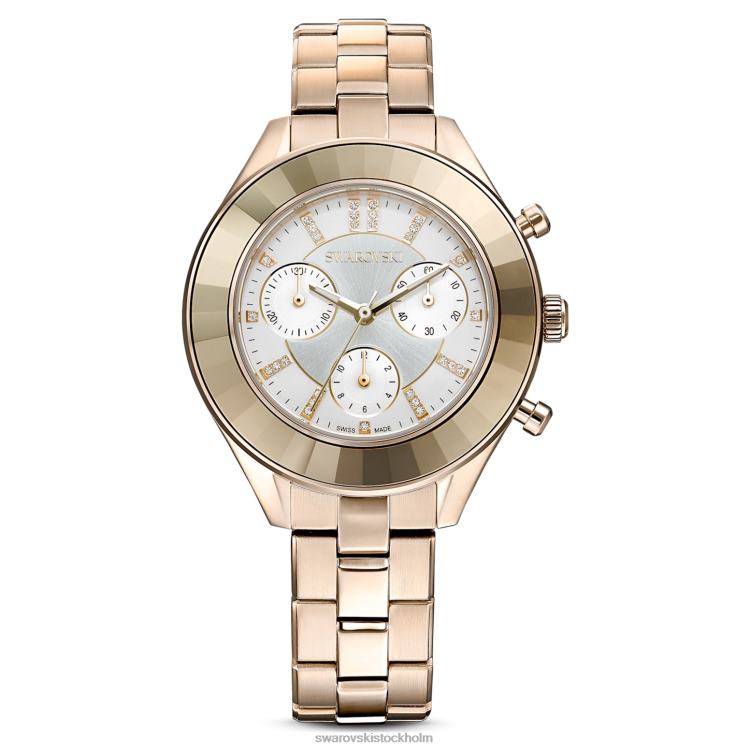 Swarovski octea lux sportklocka P28L1136 Tillbehör schweizisk tillverkad, metallarmband, guldton, champagneguldfärgad finish
