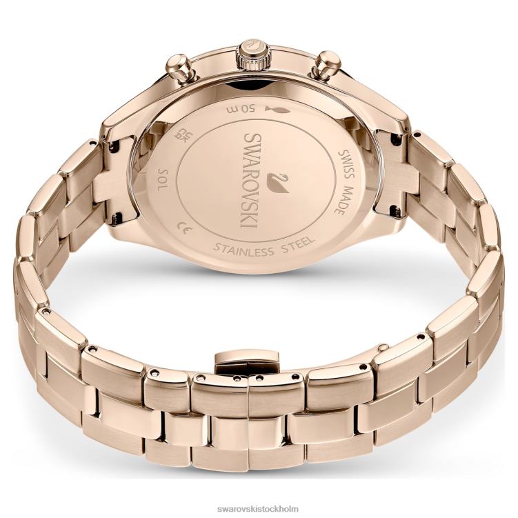 Swarovski octea lux sportklocka P28L1136 Tillbehör schweizisk tillverkad, metallarmband, guldton, champagneguldfärgad finish