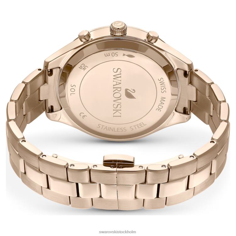Swarovski octea lux sportklocka P28L1143 Tillbehör schweizisk tillverkad, metallarmband, blå, champagneguldfärgad finish