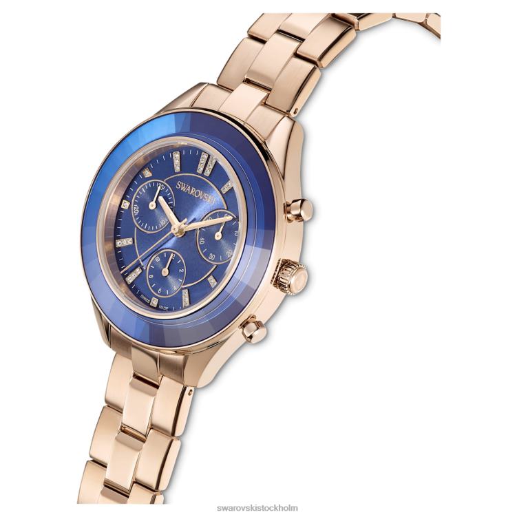 Swarovski octea lux sportklocka P28L1143 Tillbehör schweizisk tillverkad, metallarmband, blå, champagneguldfärgad finish