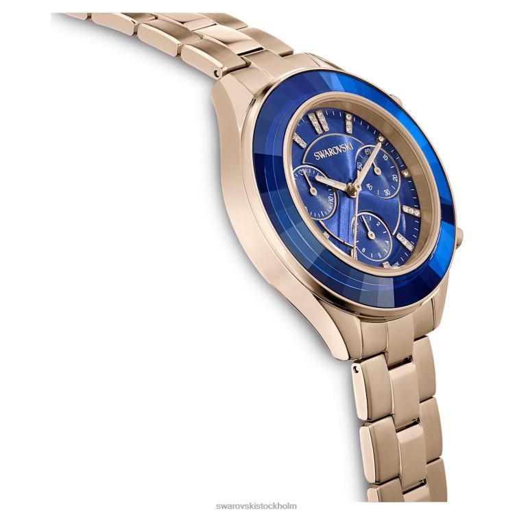 Swarovski octea lux sportklocka P28L1143 Tillbehör schweizisk tillverkad, metallarmband, blå, champagneguldfärgad finish