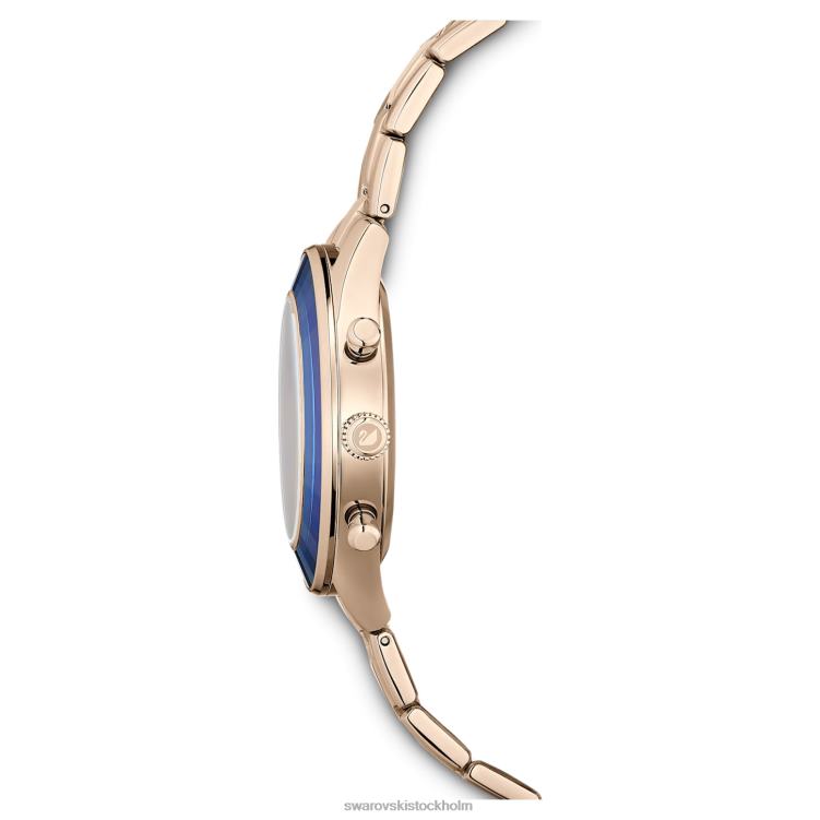 Swarovski octea lux sportklocka P28L1143 Tillbehör schweizisk tillverkad, metallarmband, blå, champagneguldfärgad finish