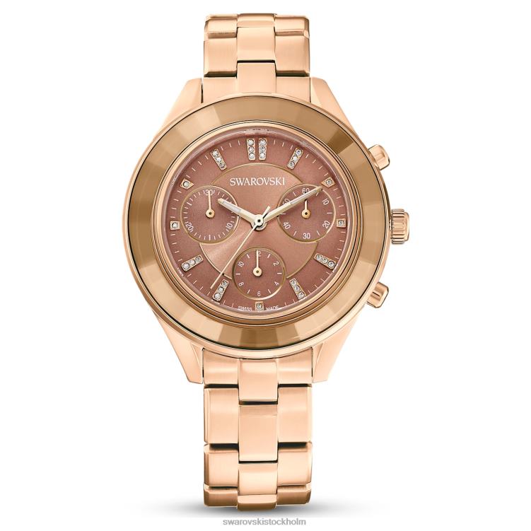 Swarovski octea lux sportklocka P28L1149 Tillbehör schweizisk tillverkad, metallarmband, brun, guldfärgad finish