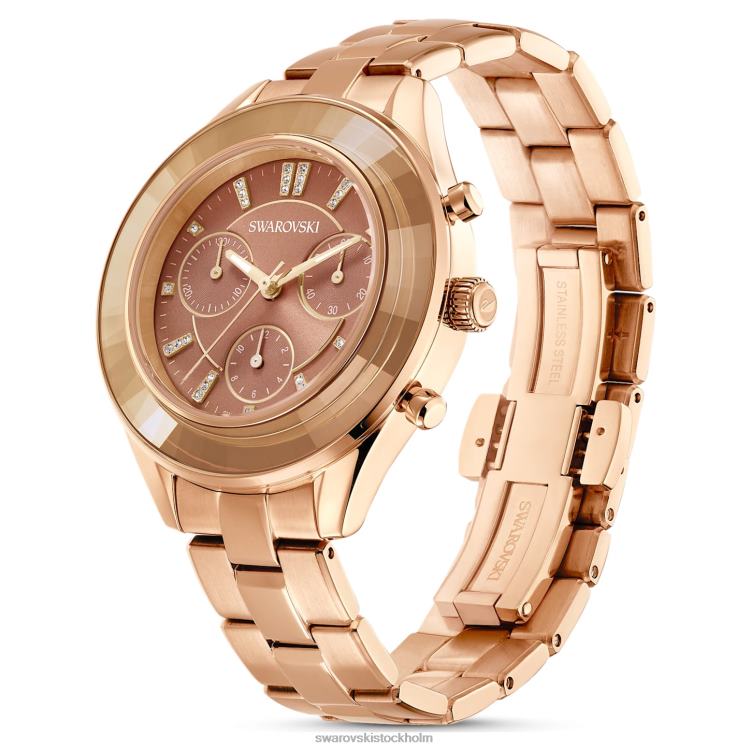 Swarovski octea lux sportklocka P28L1149 Tillbehör schweizisk tillverkad, metallarmband, brun, guldfärgad finish