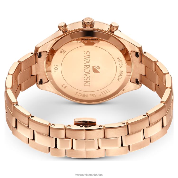 Swarovski octea lux sportklocka P28L1149 Tillbehör schweizisk tillverkad, metallarmband, brun, guldfärgad finish