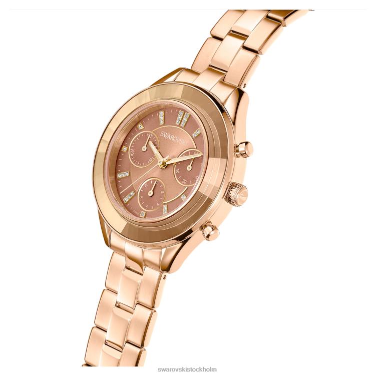 Swarovski octea lux sportklocka P28L1149 Tillbehör schweizisk tillverkad, metallarmband, brun, guldfärgad finish