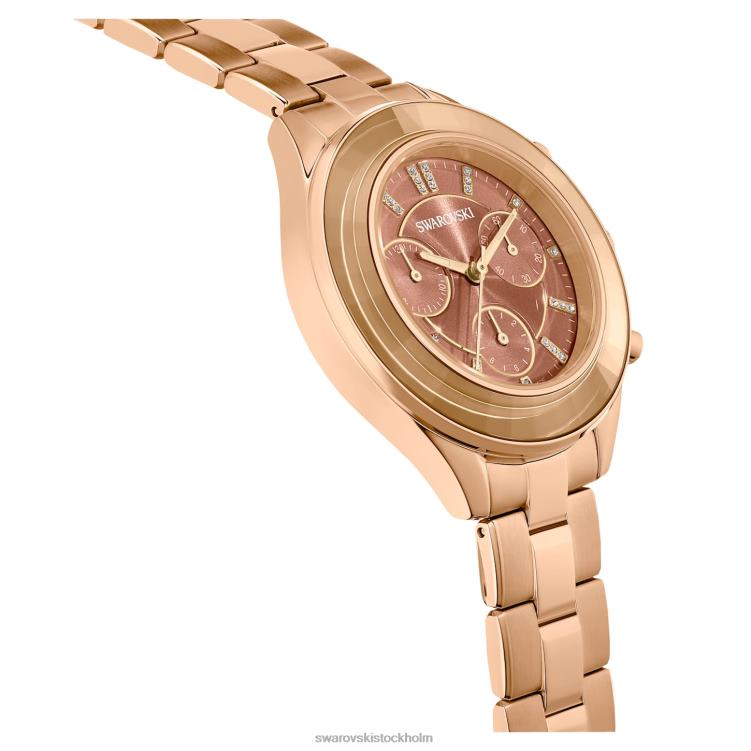 Swarovski octea lux sportklocka P28L1149 Tillbehör schweizisk tillverkad, metallarmband, brun, guldfärgad finish