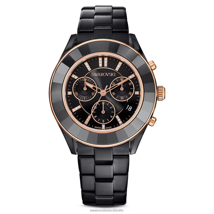 Swarovski octea lux sportklocka P28L1173 Tillbehör schweizisk tillverkad, metallarmband, svart, svart finish