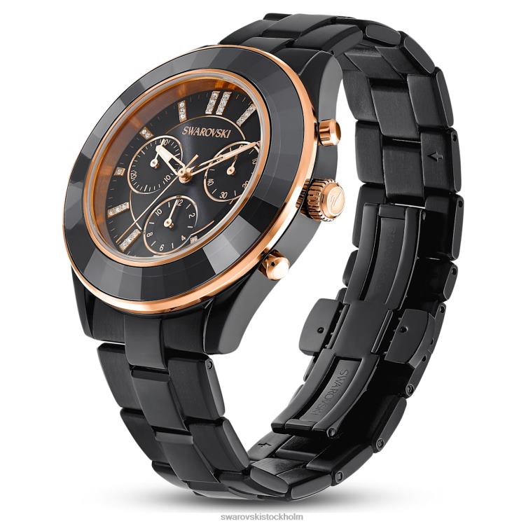 Swarovski octea lux sportklocka P28L1173 Tillbehör schweizisk tillverkad, metallarmband, svart, svart finish