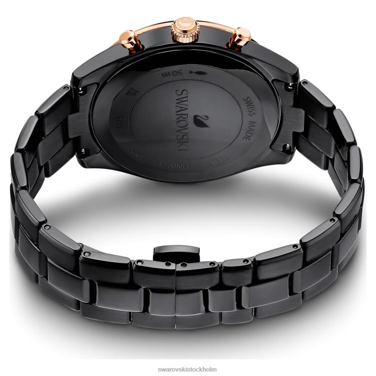 Swarovski octea lux sportklocka P28L1173 Tillbehör schweizisk tillverkad, metallarmband, svart, svart finish
