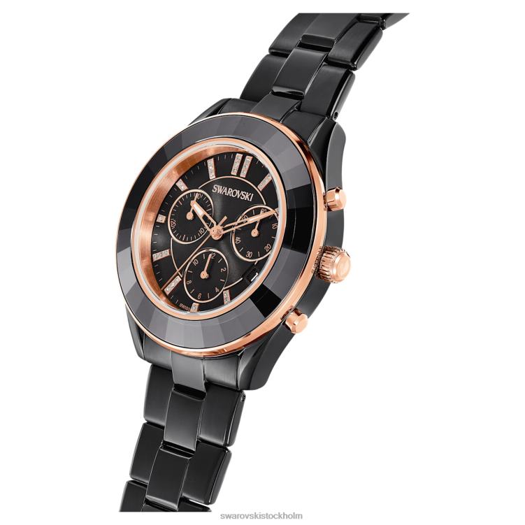 Swarovski octea lux sportklocka P28L1173 Tillbehör schweizisk tillverkad, metallarmband, svart, svart finish