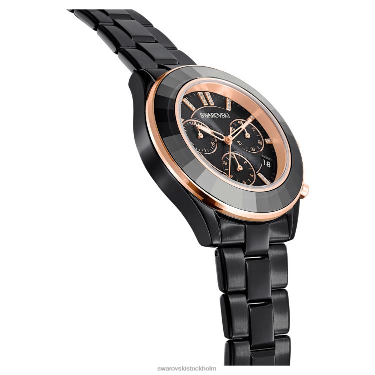 Swarovski octea lux sportklocka P28L1173 Tillbehör schweizisk tillverkad, metallarmband, svart, svart finish