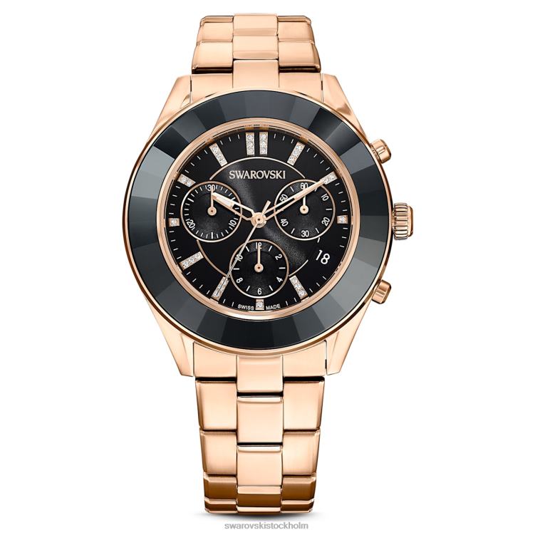 Swarovski octea lux sportklocka P28L1175 Tillbehör schweizisk tillverkad, metallarmband, svart, roséguldfärgad finish