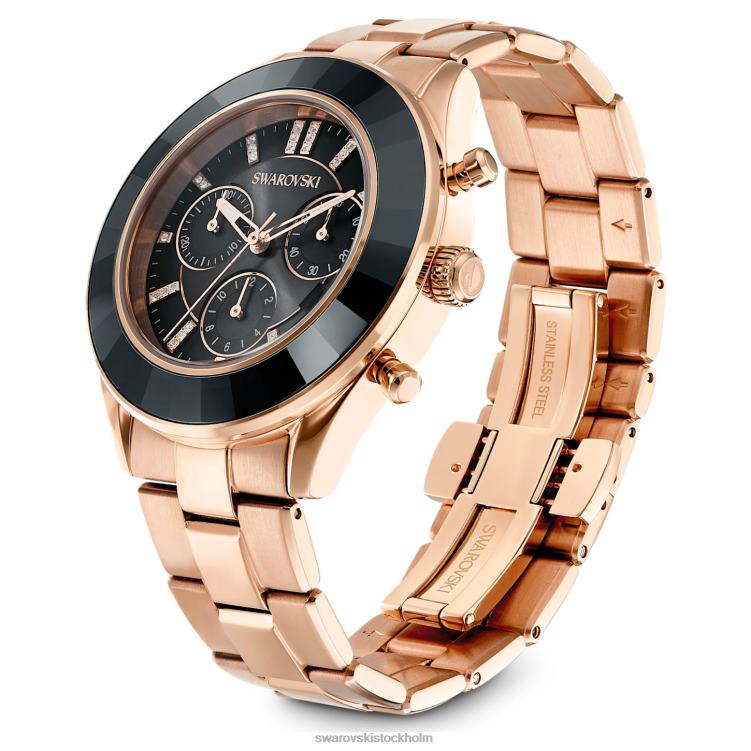 Swarovski octea lux sportklocka P28L1175 Tillbehör schweizisk tillverkad, metallarmband, svart, roséguldfärgad finish