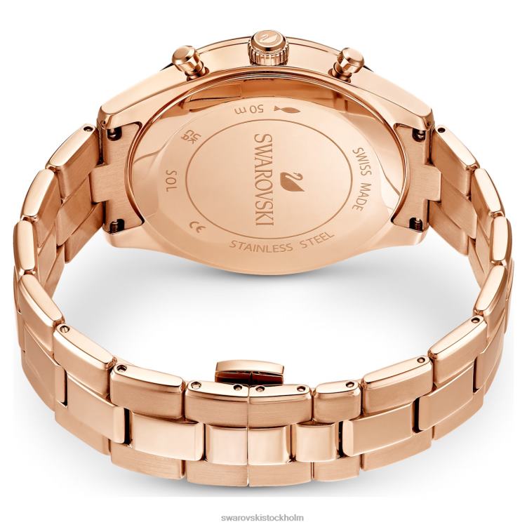 Swarovski octea lux sportklocka P28L1175 Tillbehör schweizisk tillverkad, metallarmband, svart, roséguldfärgad finish