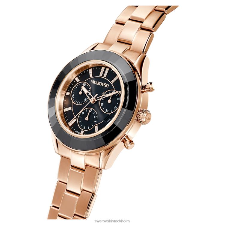 Swarovski octea lux sportklocka P28L1175 Tillbehör schweizisk tillverkad, metallarmband, svart, roséguldfärgad finish