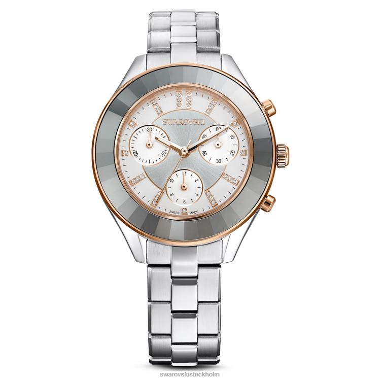 Swarovski octea lux sportklocka P28L1192 Tillbehör schweizisk tillverkad, metallarmband, silverton, rostfritt stål