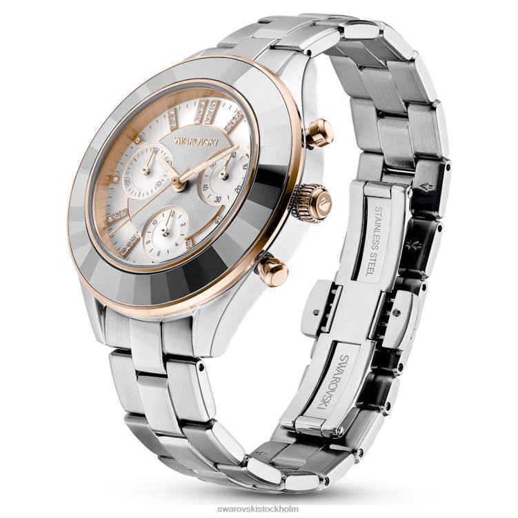 Swarovski octea lux sportklocka P28L1192 Tillbehör schweizisk tillverkad, metallarmband, silverton, rostfritt stål