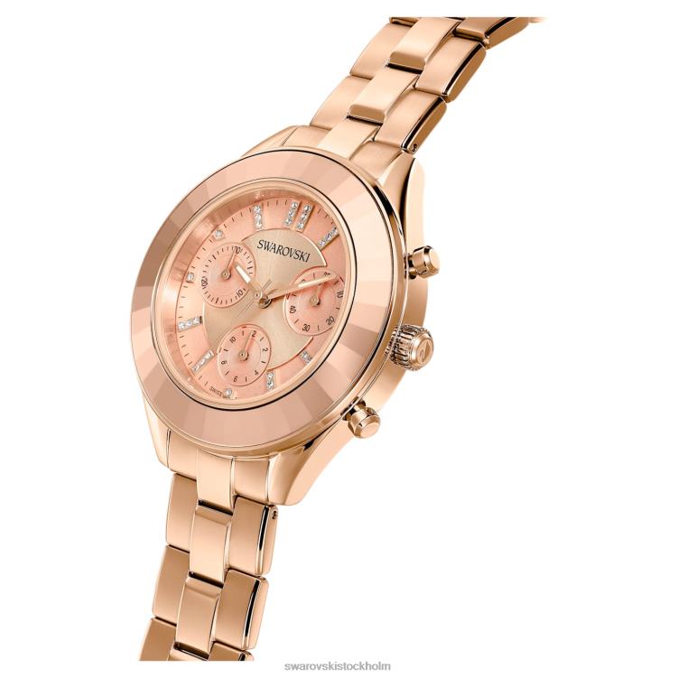 Swarovski octea lux sportklocka P28L1196 Tillbehör schweizisk tillverkad, metallarmband, roséguldton, roséguldfärgad finish