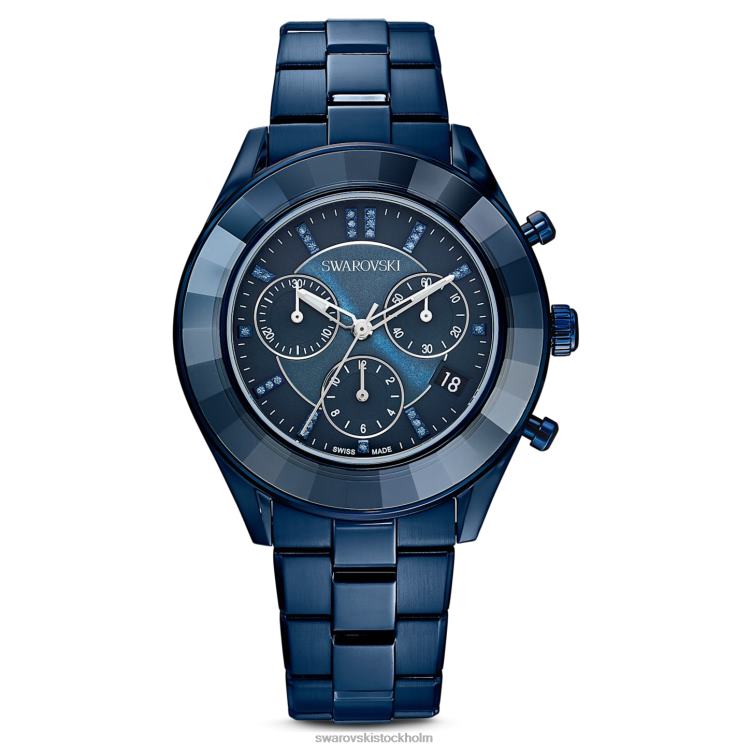 Swarovski octea lux sportklocka P28L1232 Tillbehör schweizisk tillverkad, metallarmband, blå, blå finish