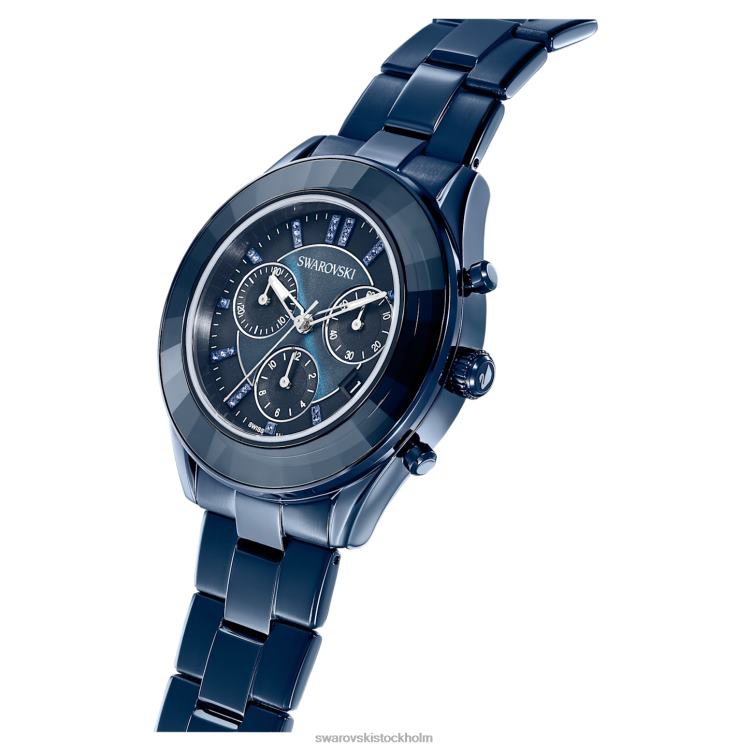 Swarovski octea lux sportklocka P28L1232 Tillbehör schweizisk tillverkad, metallarmband, blå, blå finish