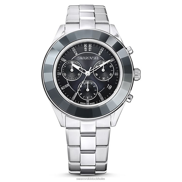Swarovski octea lux sportklocka P28L1243 Tillbehör schweizisk tillverkad, metallarmband, svart, rostfritt stål