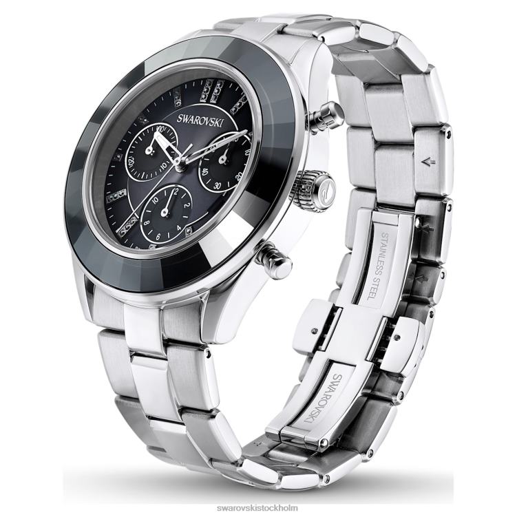 Swarovski octea lux sportklocka P28L1243 Tillbehör schweizisk tillverkad, metallarmband, svart, rostfritt stål