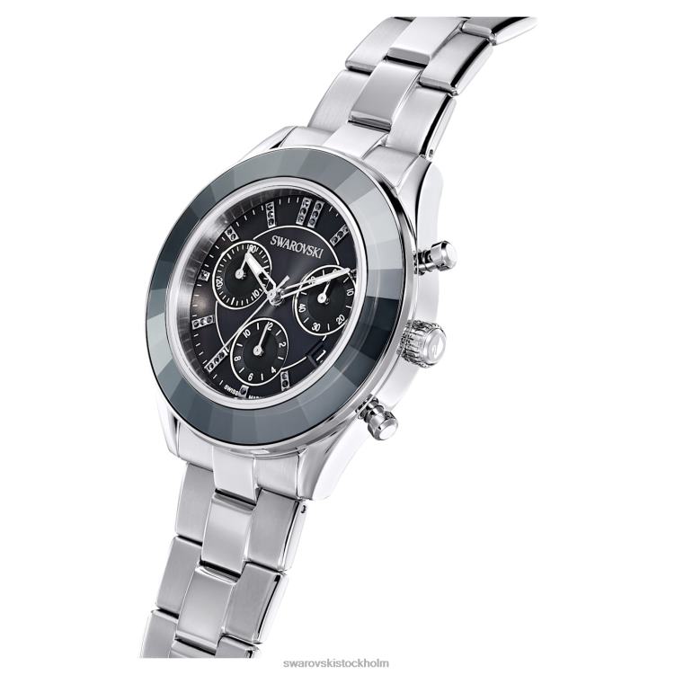 Swarovski octea lux sportklocka P28L1243 Tillbehör schweizisk tillverkad, metallarmband, svart, rostfritt stål