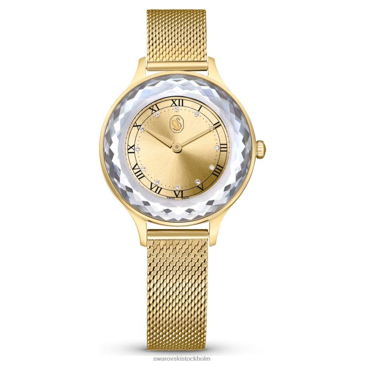 Swarovski octea nova klocka P28L1147 Tillbehör schweizisk tillverkad, metallarmband, guldton, guldfärgad finish