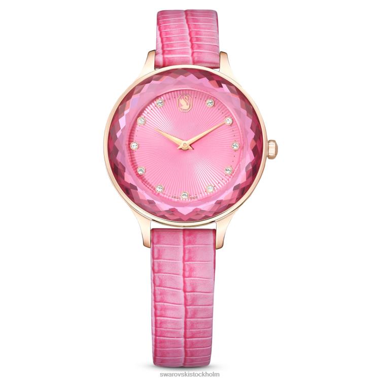 Swarovski octea nova klocka P28L1179 Tillbehör schweizisk tillverkad, läderrem, rosa, roséguldfärgad finish