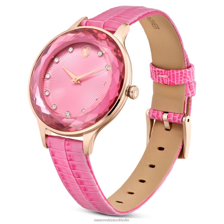 Swarovski octea nova klocka P28L1179 Tillbehör schweizisk tillverkad, läderrem, rosa, roséguldfärgad finish