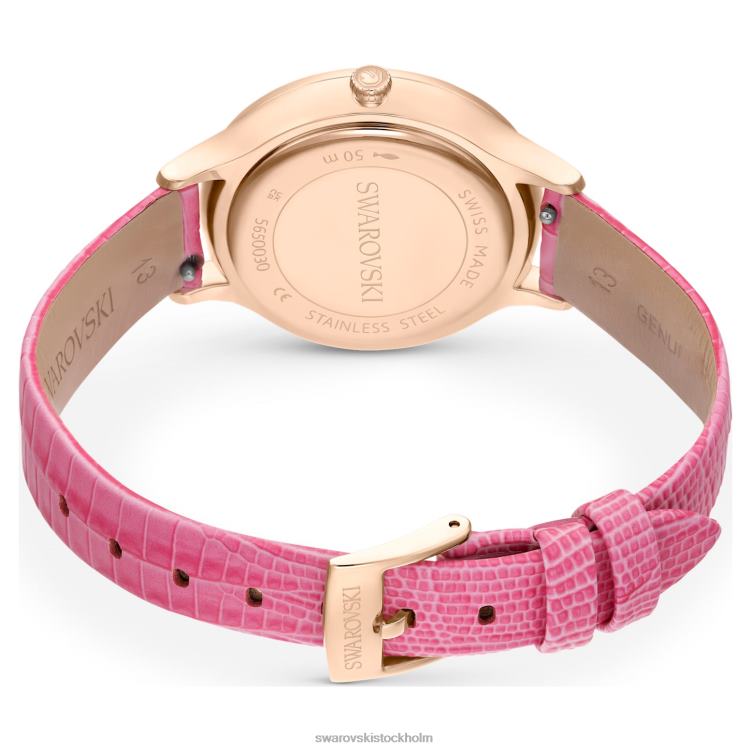 Swarovski octea nova klocka P28L1179 Tillbehör schweizisk tillverkad, läderrem, rosa, roséguldfärgad finish