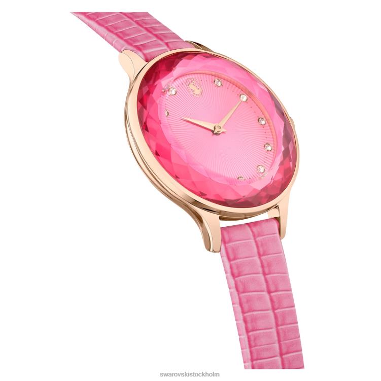 Swarovski octea nova klocka P28L1179 Tillbehör schweizisk tillverkad, läderrem, rosa, roséguldfärgad finish