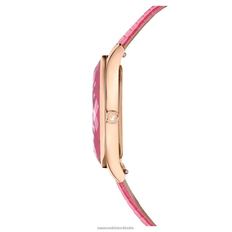 Swarovski octea nova klocka P28L1179 Tillbehör schweizisk tillverkad, läderrem, rosa, roséguldfärgad finish