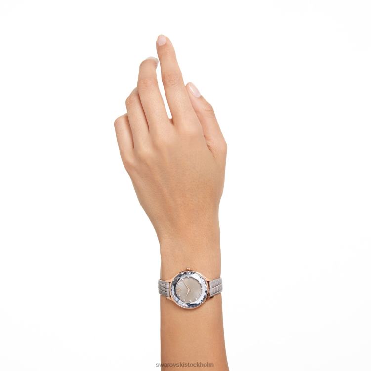 Swarovski octea nova klocka P28L1184 Tillbehör schweizisk tillverkad, läderrem, beige, roséguldfärgad finish