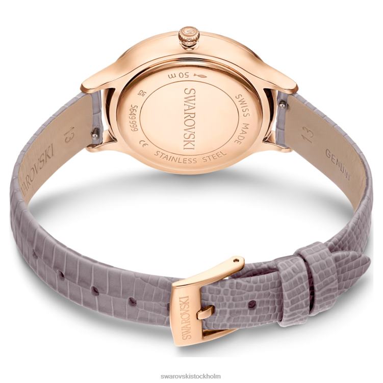 Swarovski octea nova klocka P28L1184 Tillbehör schweizisk tillverkad, läderrem, beige, roséguldfärgad finish