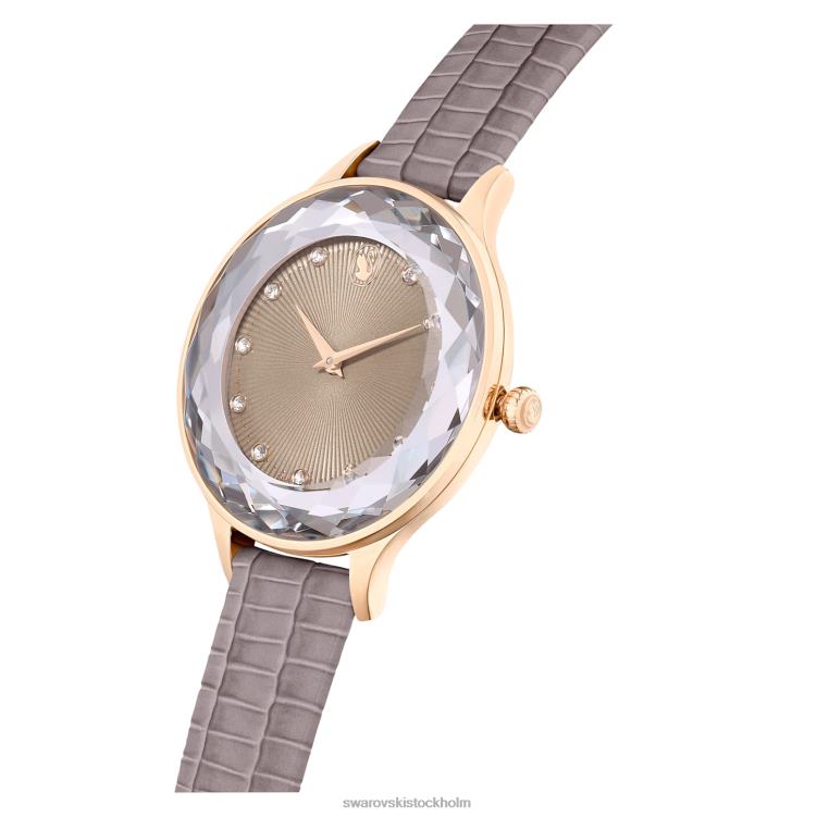 Swarovski octea nova klocka P28L1184 Tillbehör schweizisk tillverkad, läderrem, beige, roséguldfärgad finish