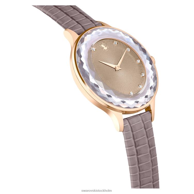 Swarovski octea nova klocka P28L1184 Tillbehör schweizisk tillverkad, läderrem, beige, roséguldfärgad finish