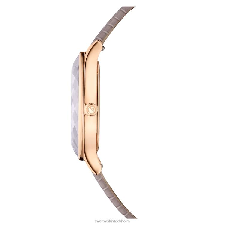Swarovski octea nova klocka P28L1184 Tillbehör schweizisk tillverkad, läderrem, beige, roséguldfärgad finish