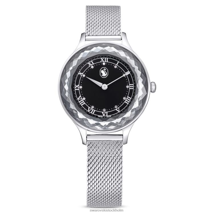 Swarovski octea nova klocka P28L1241 Tillbehör schweizisk tillverkad, metallarmband, svart, rostfritt stål