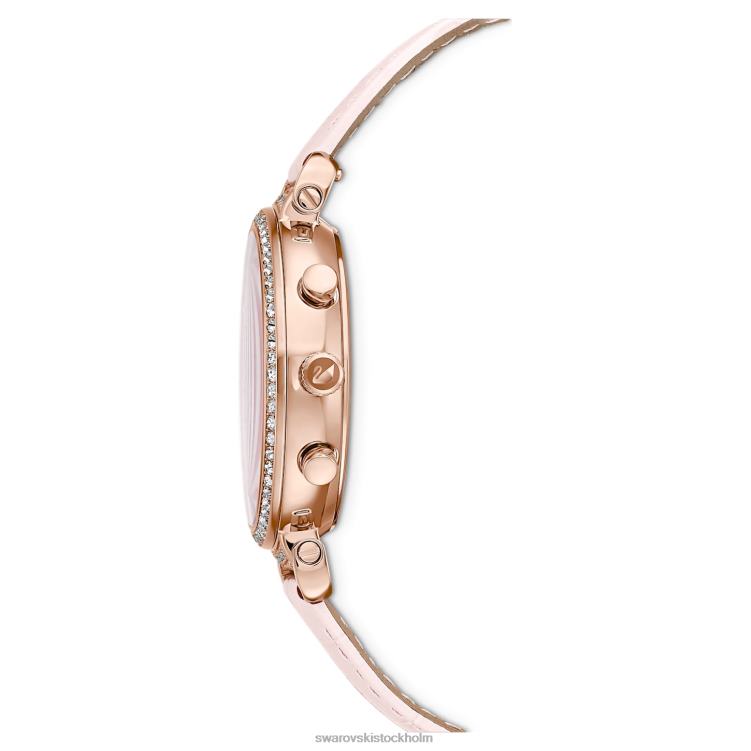 Swarovski passage chrono klocka P28L1153 Tillbehör schweizisk tillverkad, läderrem, rosa, roséguldfärgad finish