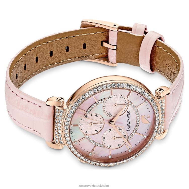 Swarovski passage chrono klocka P28L1153 Tillbehör schweizisk tillverkad, läderrem, rosa, roséguldfärgad finish