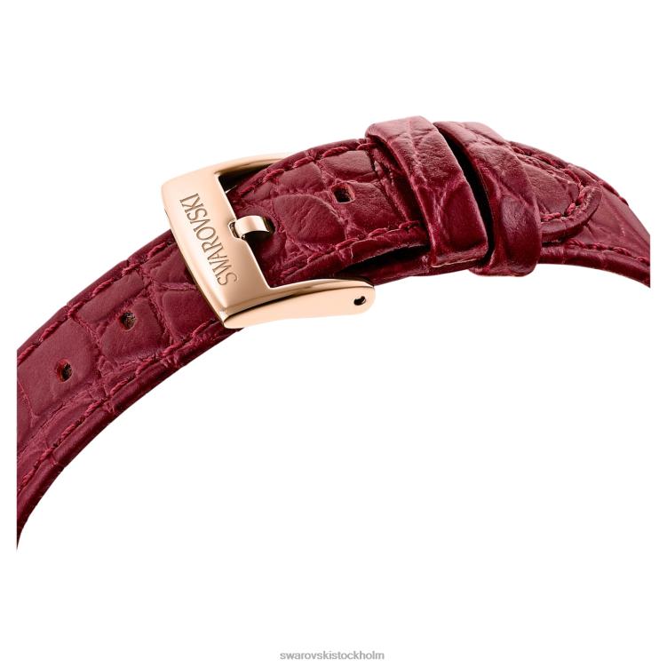 Swarovski passage månfas klocka P28L1197 Tillbehör schweizisk tillverkad, moon, läderrem, röd, roséguldfärgad finish