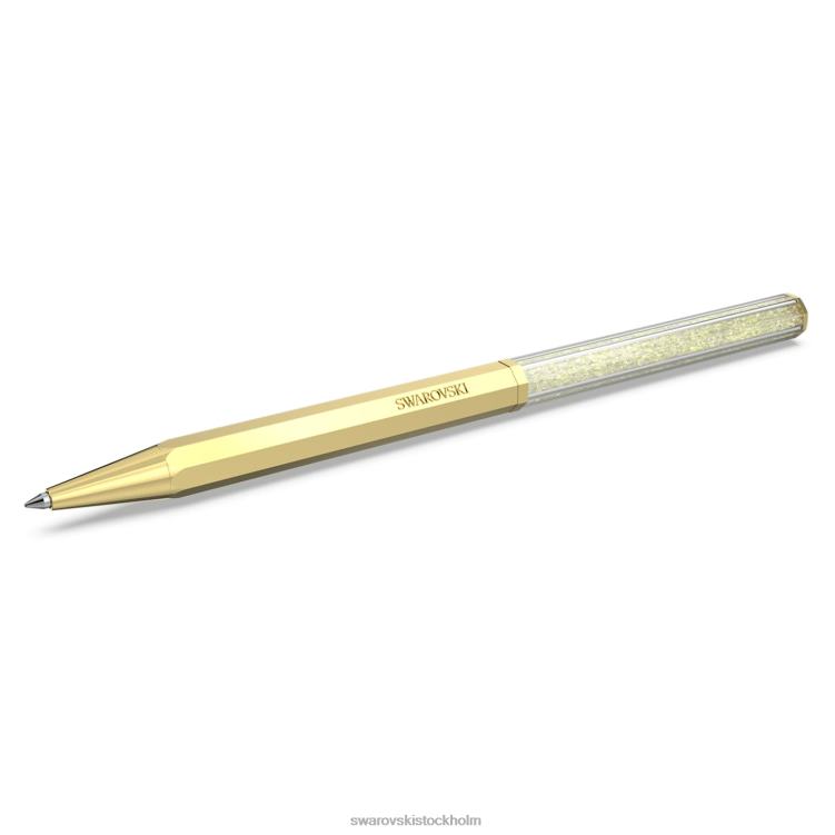 Swarovski kristallin kulspetspenna P28L1261 Tillbehör oktagonform, guldton, guldfärgad